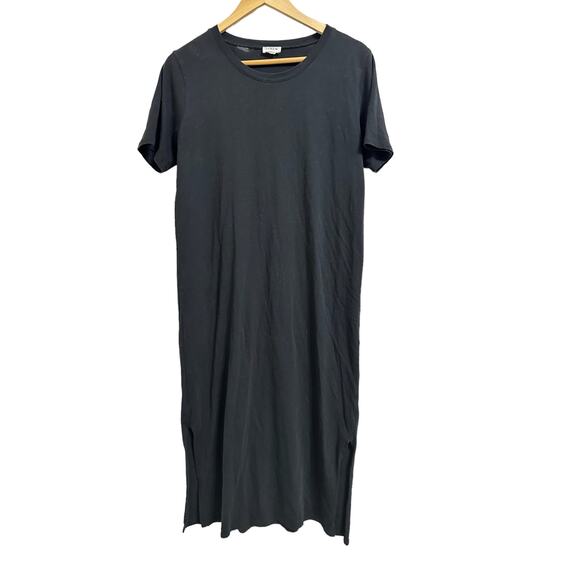 J.crew factory women's black short sleeve slit tee dress size‎ M - Picture 1 of 5